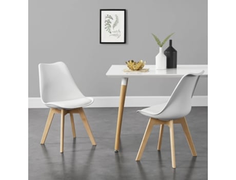 Juego de Sillas de Comedor [EN.CASA] Blanco (Cuero sintético, Haya - 81 x 49 x 57 cm)