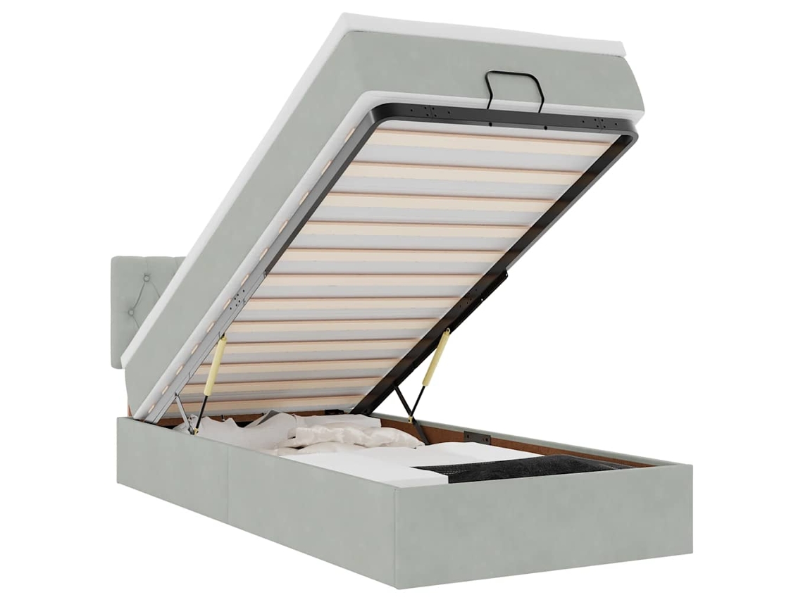 Maison Exclusive - Estructura Cama Otomana Colchón Terciopelo Gris Claro 90x200cm