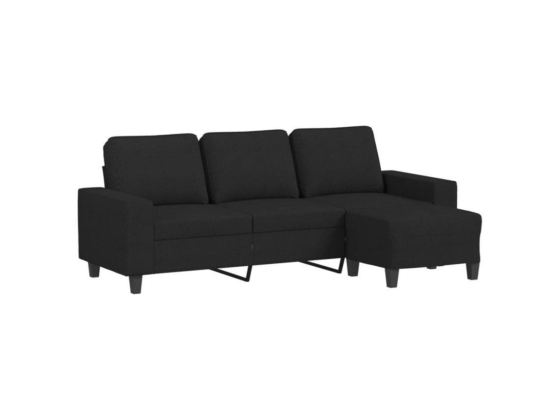 Maison Exclusive - Sofá De 3 Plazas Con Taburete De Tela Negro 180 Cm