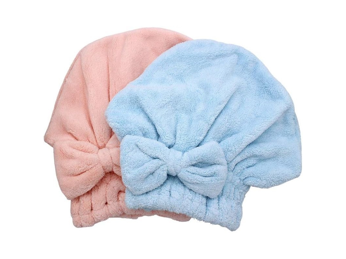 Paquete De 2 Gorros Secadores De Pelo De Microfibra, Absorbentes, De Secado Rápido, Suaves, Talla Única.