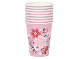 8 vasos de papel desechables de 270 ml con estampado floral, para café y fiestas.