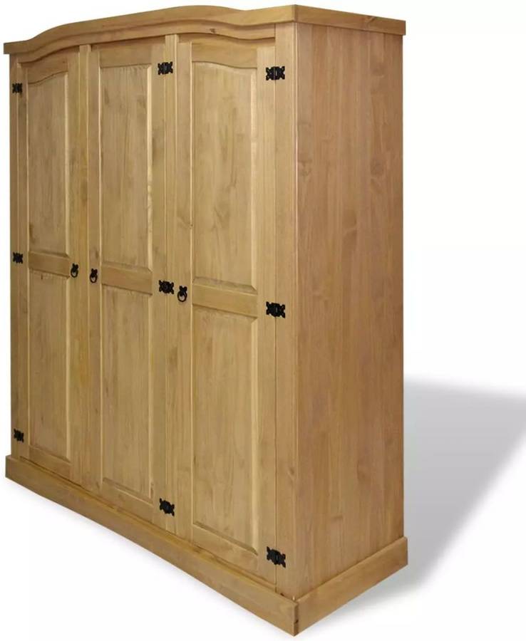 Vidaxl Armario 3 puertas corona range pino mexicano guardarropa ropero mueble madera de estilo