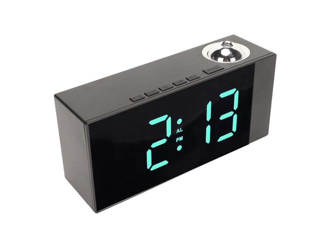 Despertador HURRISE Led Despertador de Proyección Digital con Rotación de 180 Grados Brillo Ajustable Carga Usb Despertador Led