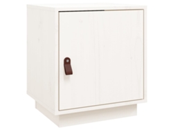 Mesita de Noche 40X34X45 Cm Madera de Pino Maciza Blanco