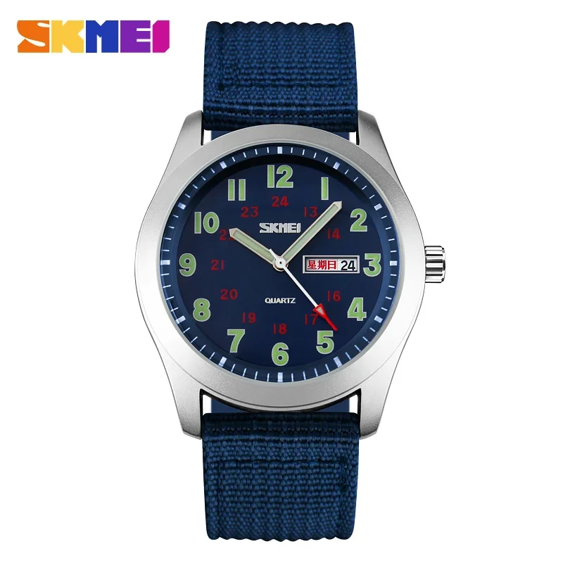 Reloj De Hombre (azul) Con Manecillas Luminosas, Resistente Al Agua, Indicador De Fecha Y Función De Reloj.