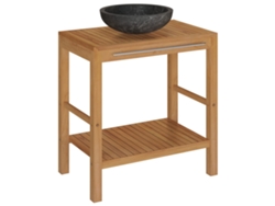 Maison Exclusive - Mueble Tocador Madera Teca Maciza Con Lavabo De Mármol Negro
