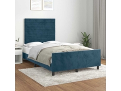 Cama De Matrimonio | Cama Para Adultos | Estructura De Cama Sin Colchón Terciopelo Azul Oscuro 120x190cm
