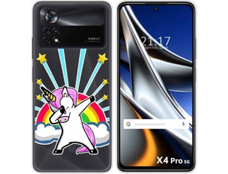 Carcasa para Xiaomi Poco X4 Pro 5G TUMUNDOSMARTPHONE Dibujos Transparente Unicornio Multicolor