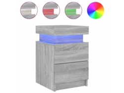 Maison Exclusive - Mesita De Noche Con Luces Led Gris Sonoma 35x39x55 Cm
