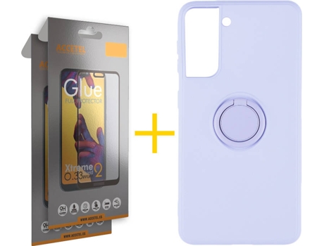 Carcasa + 2 Protectores de Pantalla para Samsung Galaxy S22 Plus 5G ACCETEL Morado Lila