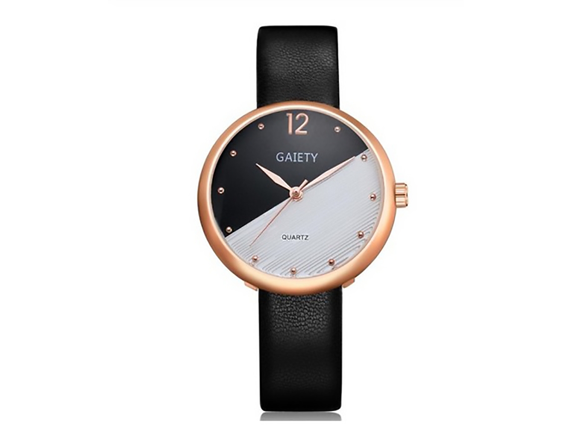 Reloj De Pulsera De Moda Para Mujer Gaiety Con Correa De Pu, Movimiento De Cuarzo Analógico, Negro.