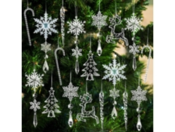 18 adornos acrílicos de copos de nieve: decoraciones colgantes de cristal para el árbol de Navidad y la fiesta de Año Nuevo.