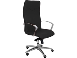 Silla de Escritorio Ejecutiva PYC Caudete Negro con ruedas antiarañazos (Brazos Fijos - Piel)