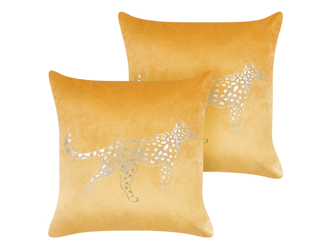 Juego de cojines decorativos BELIANI Marula de Terciopelo Amarillo 45x45x10