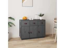 Aparador De Madera Maciza De Pino Gris 100x40x75 Cm