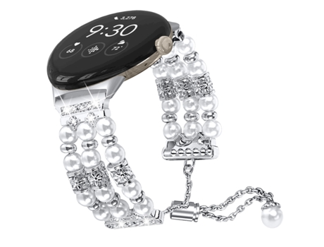 Correa de reloj inteligente para Google Pixel Watch Pearl Half Brazalete Watch Band (Plata)