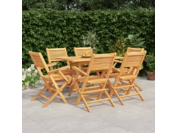 Juego de comedor de jardín de 7 piezas DKD Home Decor de madera maciza de teca
