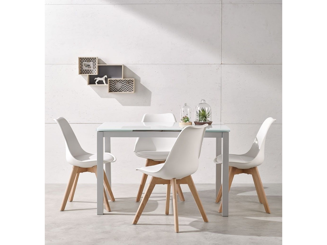 Silla de cocina estilo nórdico Valencia blanca tapizado polipiel 49x82x55cm FANMUEBLES