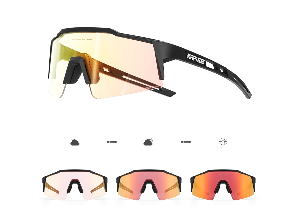 Óculos de Ciclismo, Óculos de Sol para Corrida Esportiva, Lentes Fotocromáticas para Dia e Noite MDUG