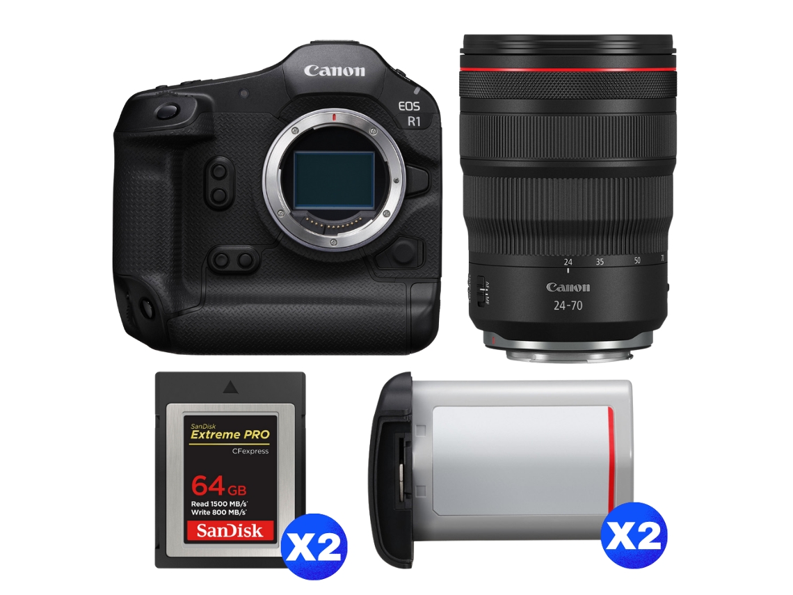 Canon Eos R1 + Rf 24-70mm F/2.8 L Is Usm + 2 Sandisk 64gb Extreme Pro Cfexpress Type B + 2 Canon Lp-e19 + Ebook “20 Consejos Para Fotos Que Impactan”