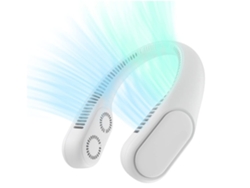 Ventilador de cuello portátil sin aspas, cuatro turbos, diseño portátil mejorado, 4000 mAh, recargable, color blanco USHION