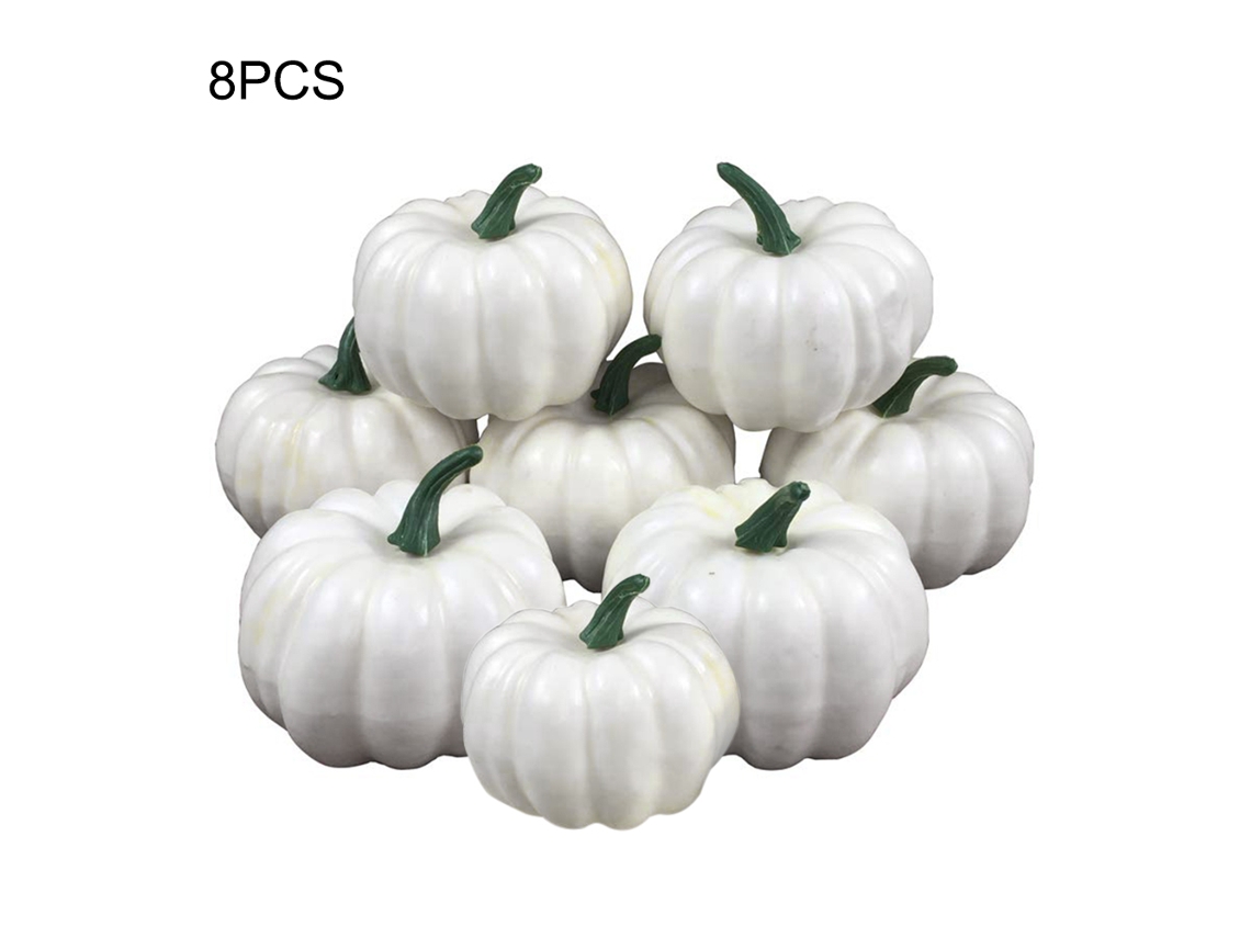 8 Calabazas Artificiales Blancas Rústicas Para Decoración De Halloween, Otoño Y Acción De Gracias