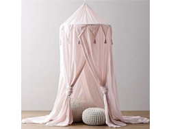 2026-15801-canopy Redondo Gris Para Cama Infantil Decoración Niño Mosquitero Domo Suave Instalación Fácil