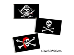 Bandera Decorativa De Halloween Con Esqueleto Pirata Jolly Roger En Poliéster, 60x90 Cm.