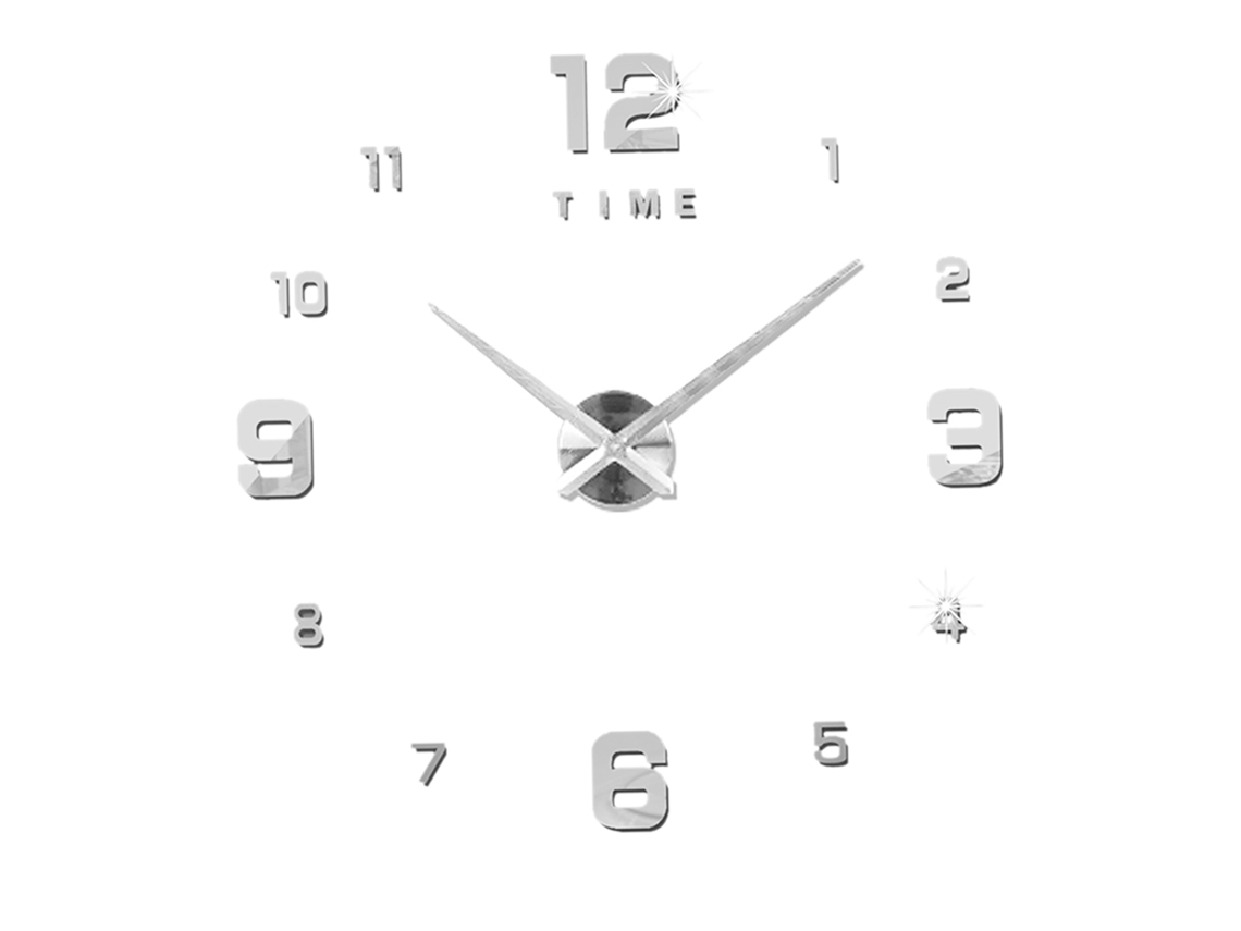 Baok-reloj Reloj de pared con espejo 3D sin marco, pegatinas silenciosas DIY, decoración grande para sala de estar y hogar