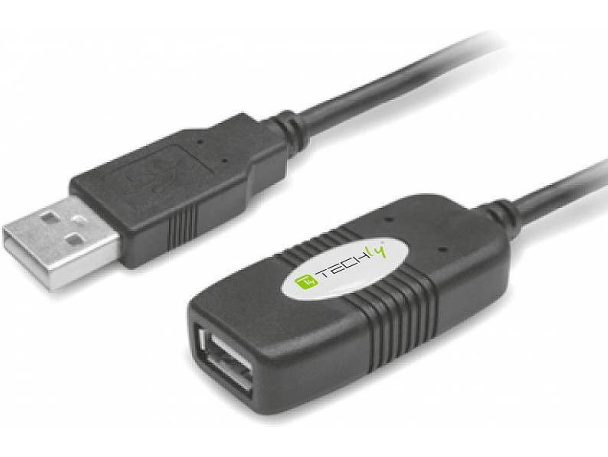 Cable USB TECHLY (USB - USB - 10 m - Negro)