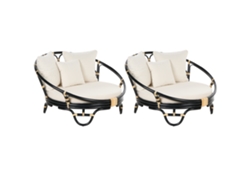 Cama de exterior BELIANI Rossano de Ratán Negro 112x110x71