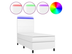 Maison Exclusive - Cama Box Spring Y Colchón Led Cuero Sintético Blanco 90x190 Cm
