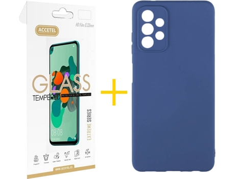 Kit Funda + Protector de Pantalla Samsung A32 5G ACCETEL Cristal Templado 4669 Azul