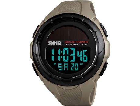 VEANXIN Relojes digitales resistentes al agua LED con energía solar hasta 50 m para hombre-Rojo