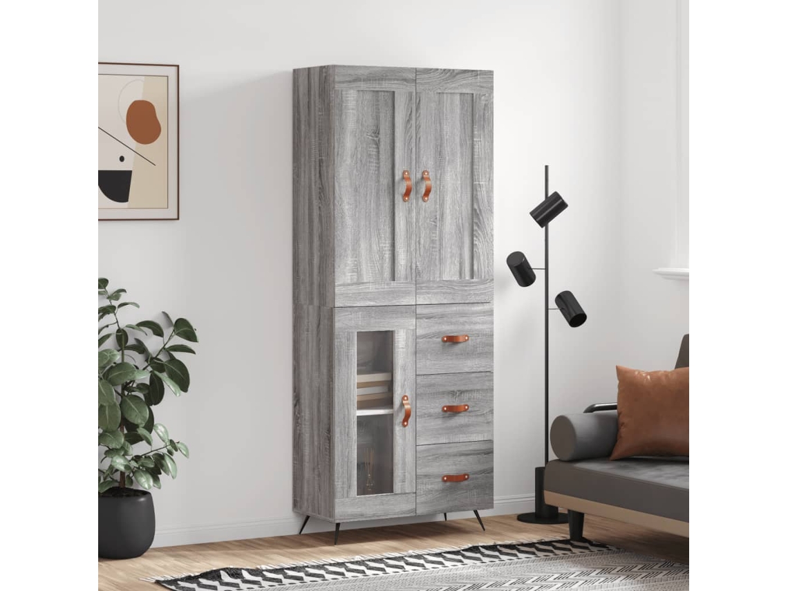 Aparador Alto Madera Contrachapada Gris Sonoma 69,5x34x180 Cm