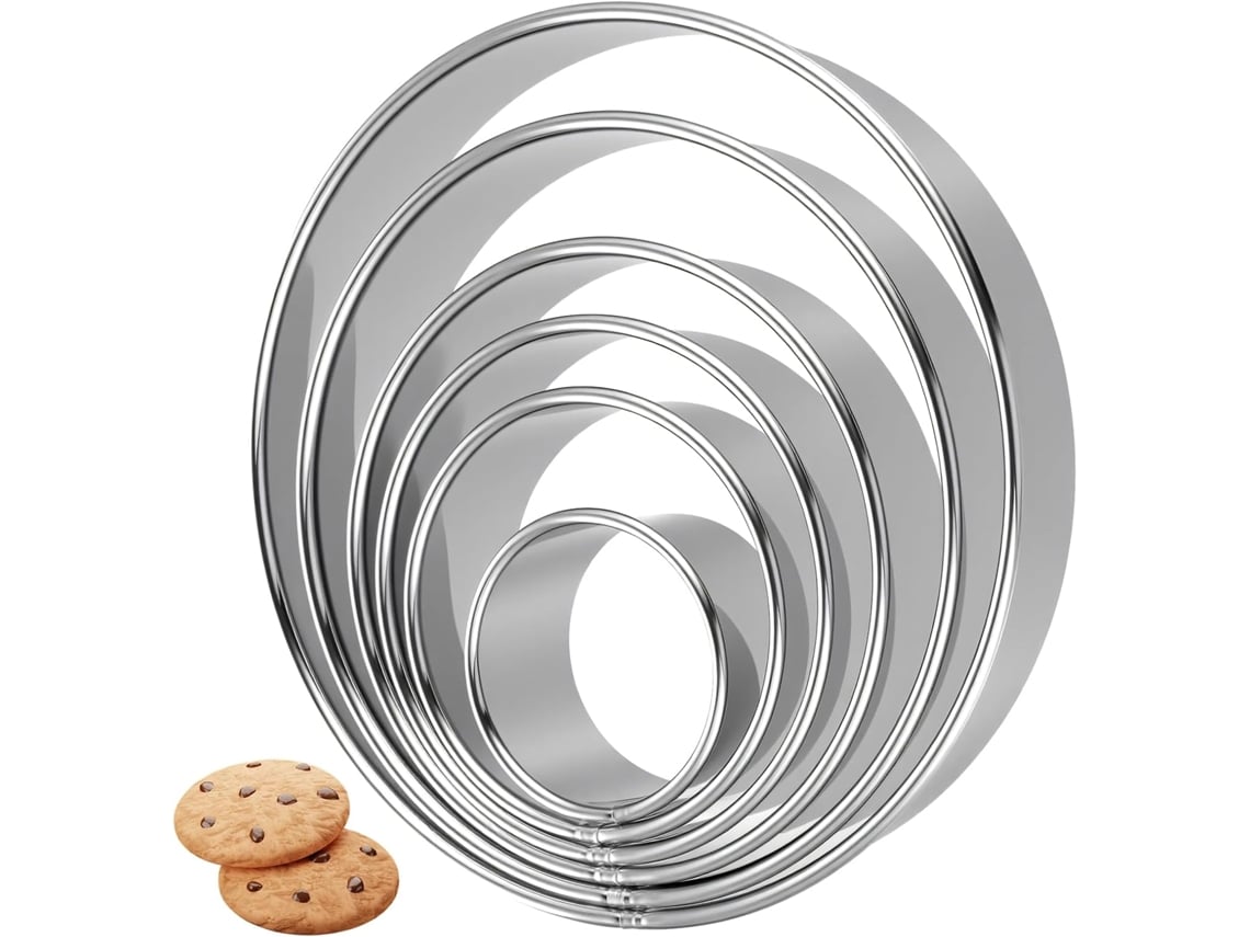 Cortador De Galletas Circular (6 Piezas) - 15,5 Cm/13,2 Cm/11 Cm/9 Cm/7,7 Cm/5,2 Cm - Acero Inoxidable - Tamaño Grande
