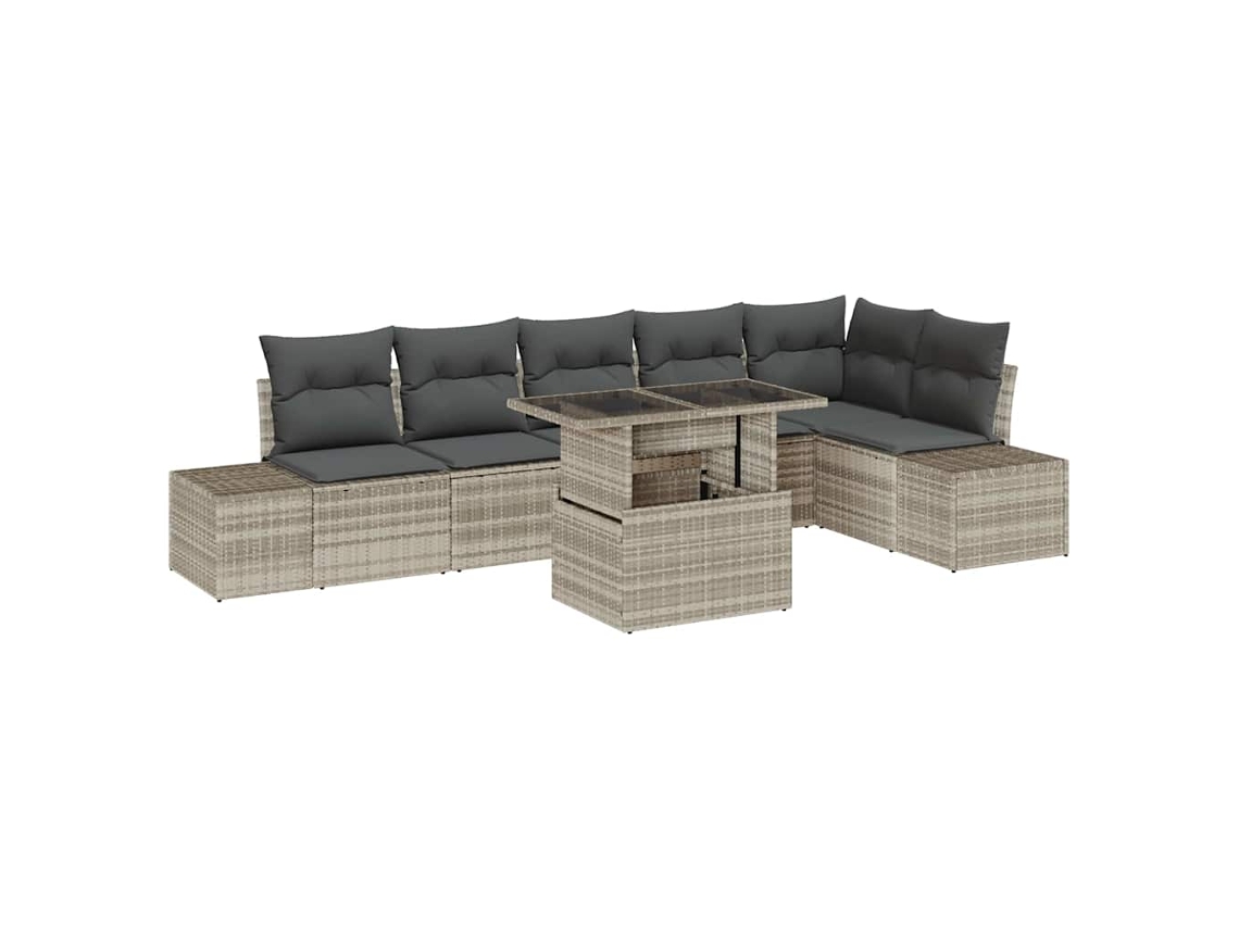 Maison Exclusive - Conjunto De Sofá De Jardín 7 Pcs Gris Claro Ratán Sintético