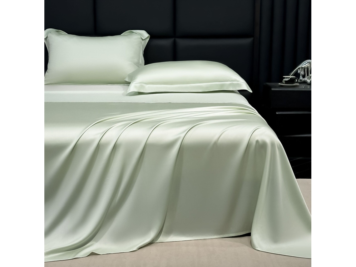 Juego De Sábanas De 3 Piezas Chrui (sábana Superior Y Dos Fundas De Almohada), Seda De Hielo Lavable, 200x230cm (verde)