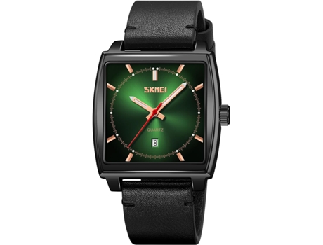 VEANXIN Reloj cuadrado para hombre con fecha Reloj de pulsera con correa de cuero resistente al agua-blanco negro