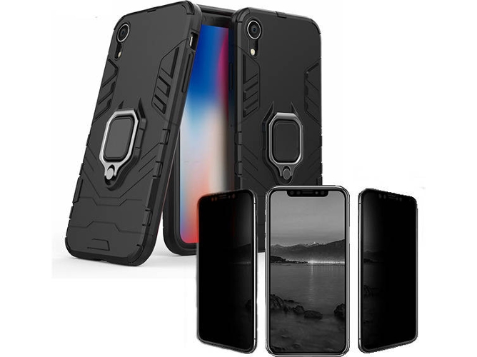 Kit Funda y Protector Privacy iPhone XR Military Defender Negro