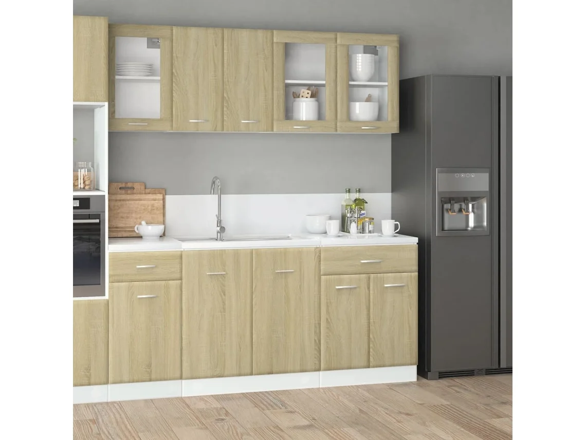 Conjunto De Armarios De Cocina | Mueble De Cocina De 4 Uds "lyon" De Madera De Ingeniería De Roble Sonoma