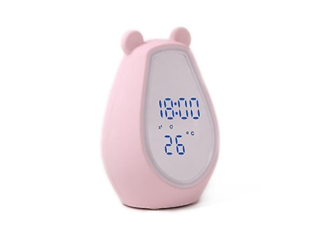 Despertador Portátil con Altavoz Bluetooth y Luz Nocturna Led Rosa BISBISOUS