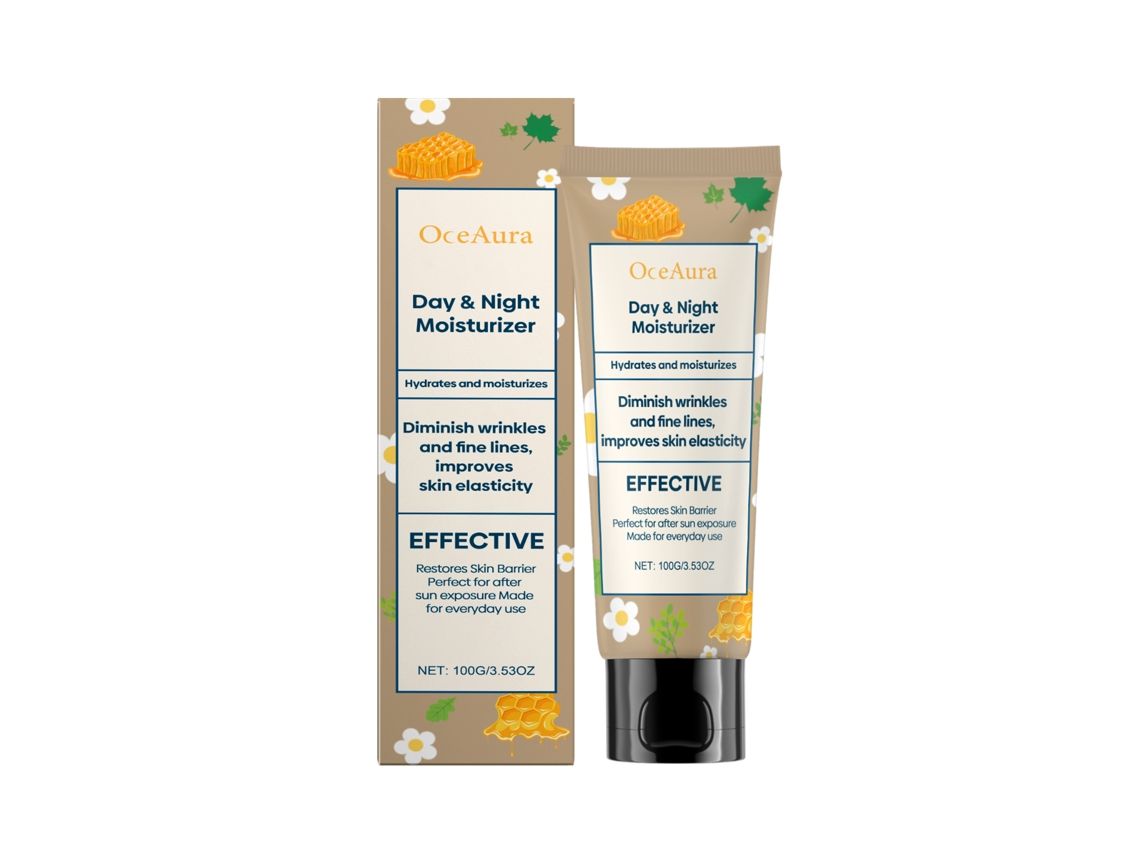 Crema hidratante facial antiarrugas con efecto antienvejecimiento.