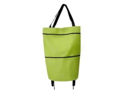 Bolsa de la compra plegable verde con ruedas, color liso, expandible, de tela Oxford. GOKOCO