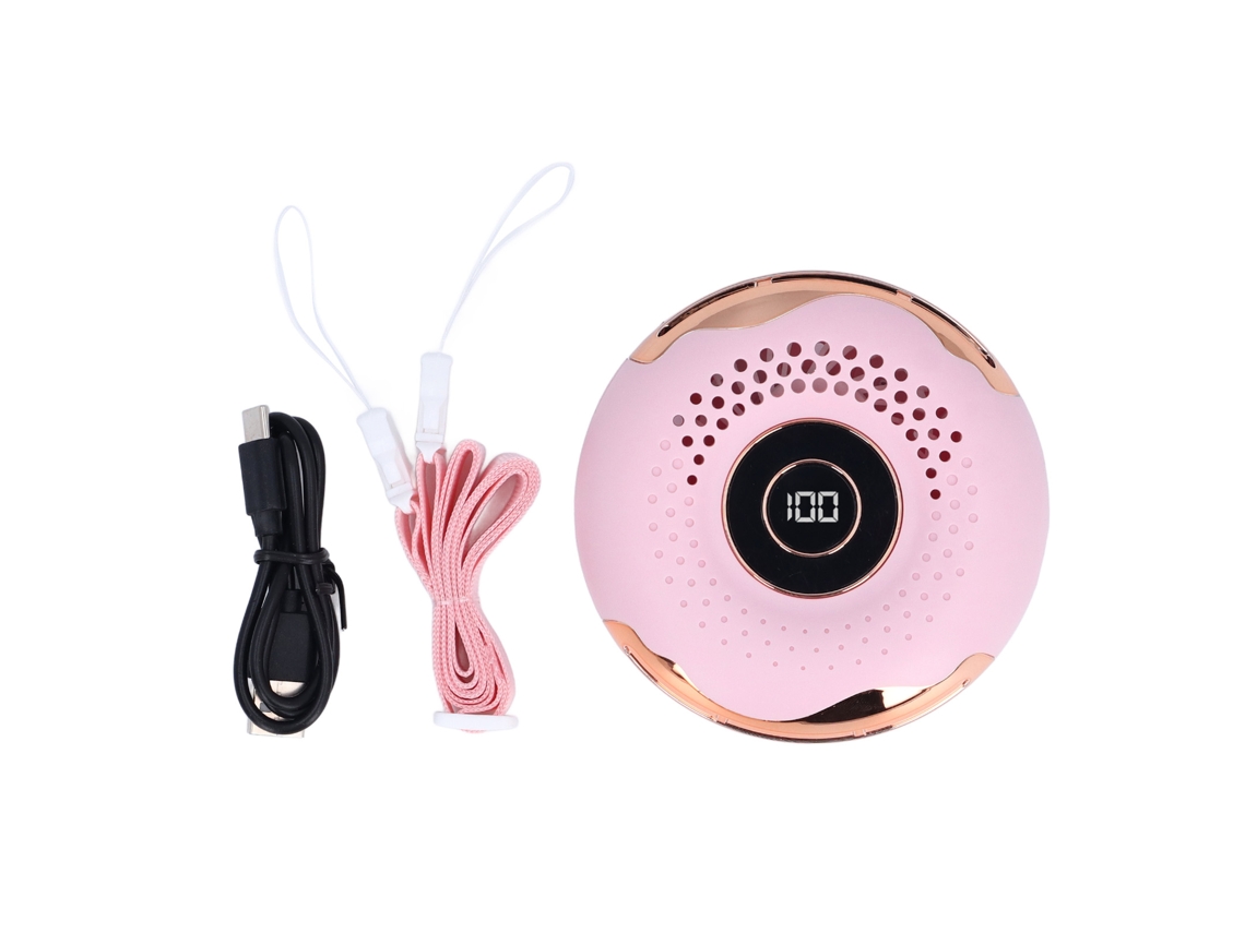 2026-ventilador Portátil De Cuello Con Llavero Clip Cintura Recargable Sin Aspas Led Rosa