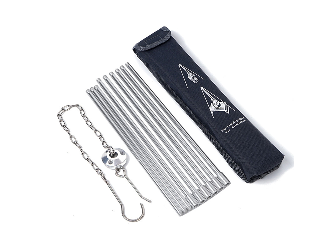 Tripode De Cocina Plegable Para Fogata Con Cadena Y Bolsa De Transporte Aluminio Para Cocina Al Aire Libre Plata