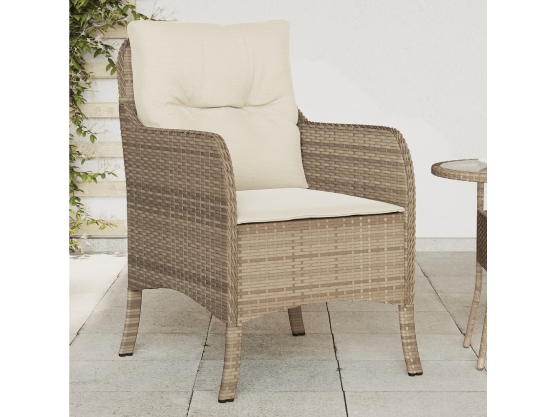 Sillas de jardín con cojines, 2 unidades, mimbre sintético beige, Dkd Home Decor