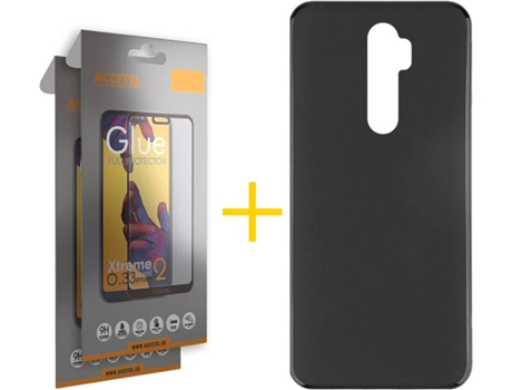Kit Funda + 2 Protectores de Pantalla Xiaomi Redmi Note 8 Pro ACCETEL Full Liso (Negro)