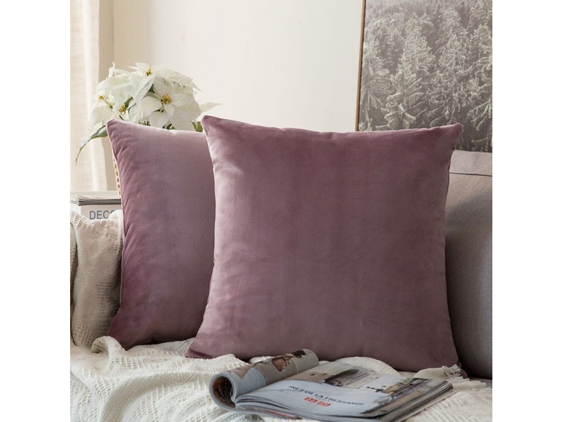 2026-2 Fundas De Almohada Decorativas Cuadradas Suaves De Terciopelo 45x45 Cm Morado Taro Sin Relleno