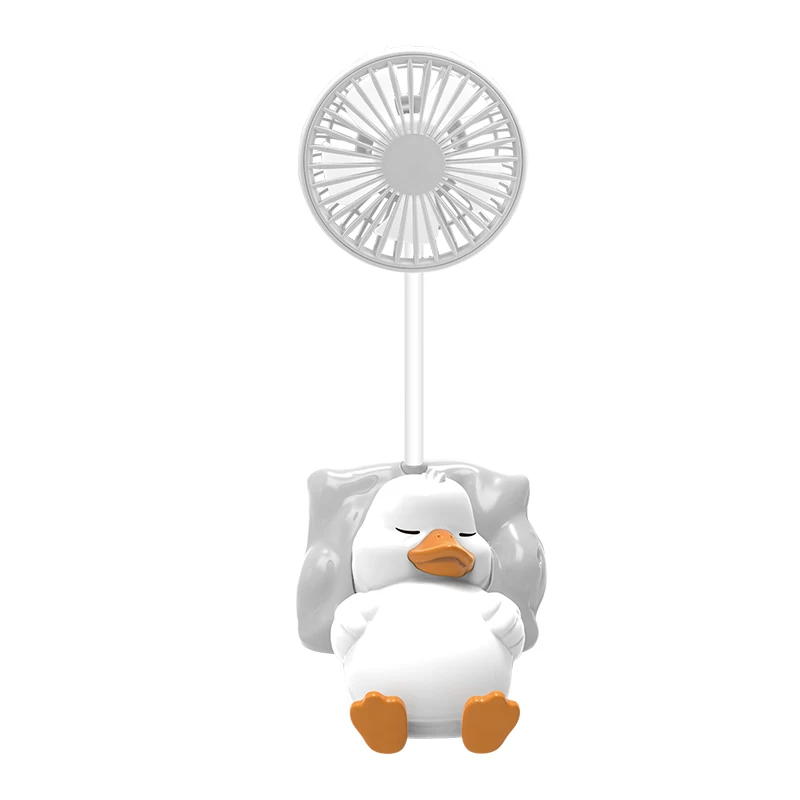 Mini ventilador de escritorio con forma de pato durmiente, USB, tres velocidades, MDUG (blanco)